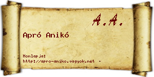Apró Anikó névjegykártya